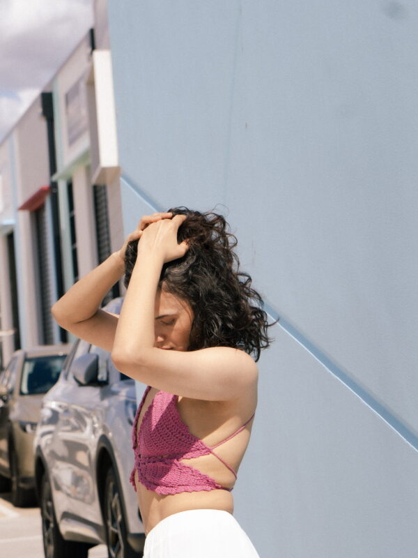 Rita butterfly crochet top Flamingo - Image 3