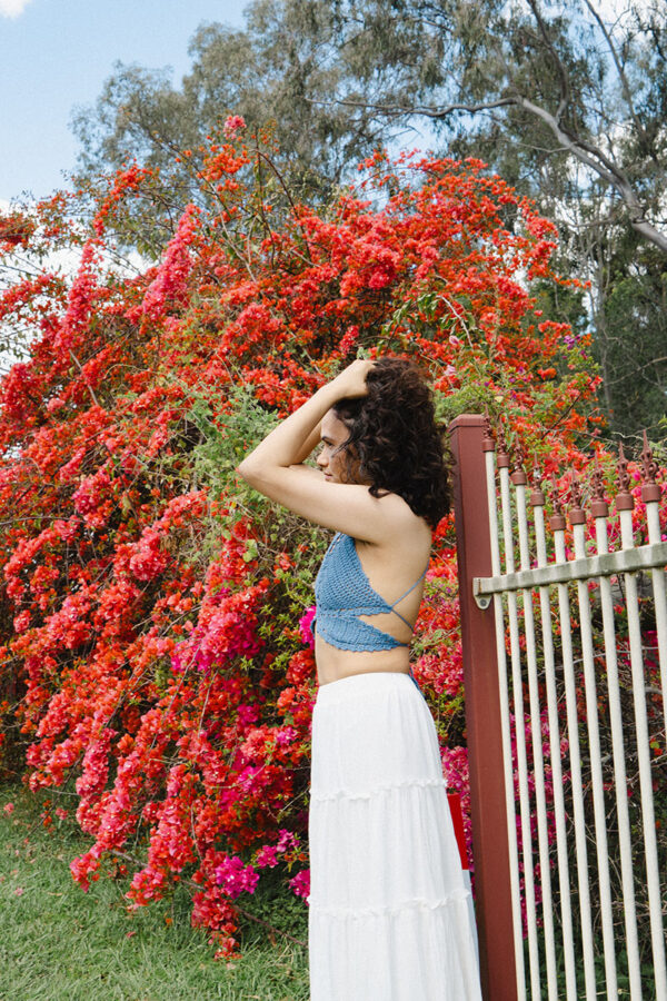 Rita butterfly crochet top - blueberry